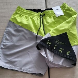 Nike Lime and Light Gray Colorblock Training Shorts with Black Trim
